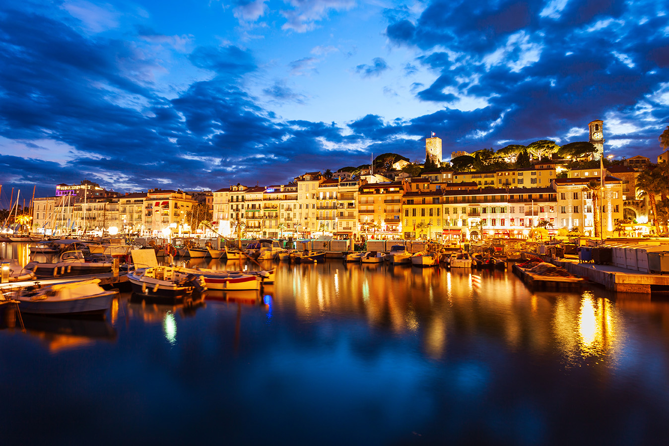 Cannes France at night